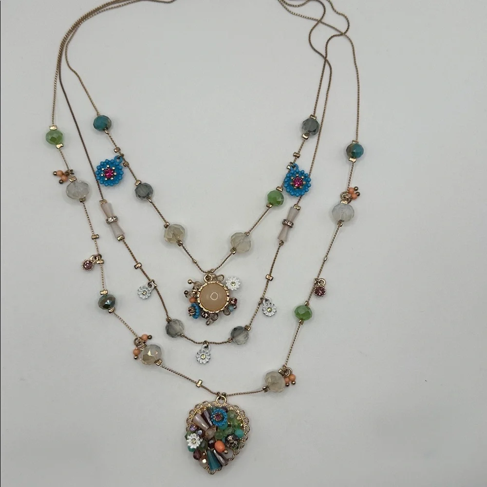 Betsey Johnson Multicolor Beaded Gold-Tone Layered Necklace. New without tags - Picture 5 of 12